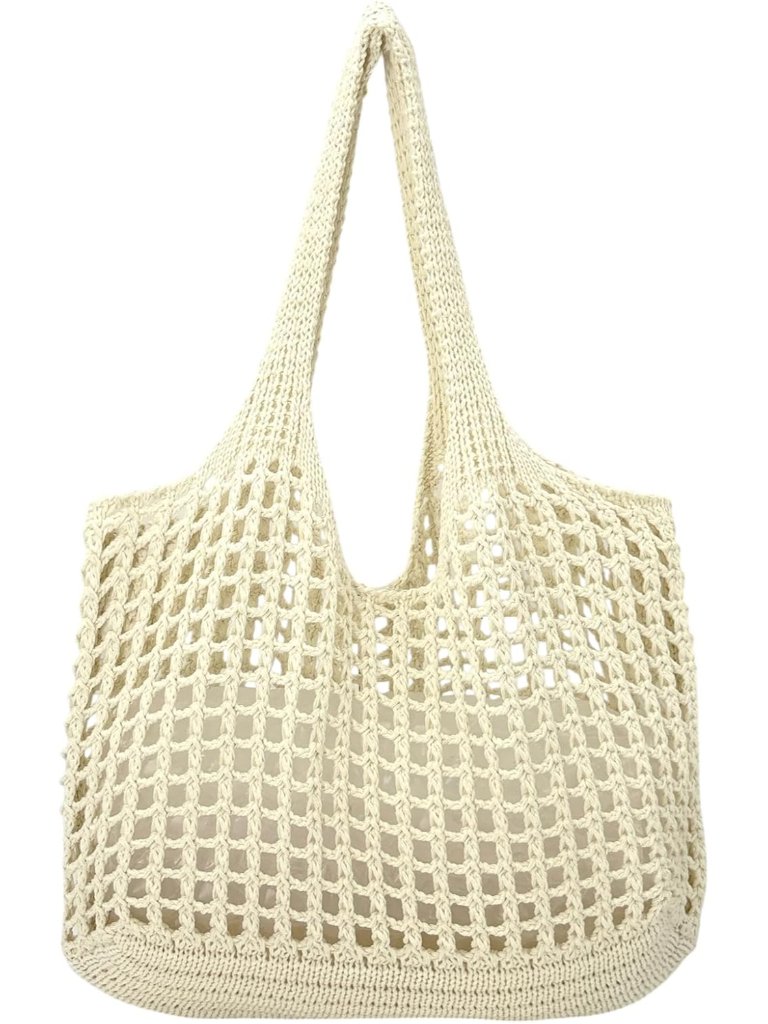 Women Foldable Beach Tote, Washable Lightweight Beach Bag, Eco-Friendly Knit Sho